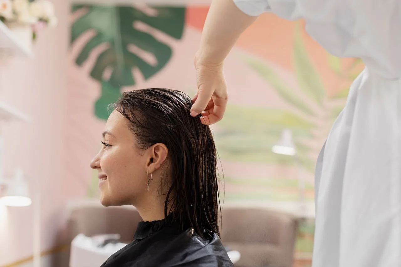 hair, hair salon, hair care, hair styling, beauty care, smiling woman, wet hair, stylist, spa, skin care, relaxation, treatment, modern, manicure, health, woman, process, towel, decoration, professional. A daily hair salon checklist from first client to close