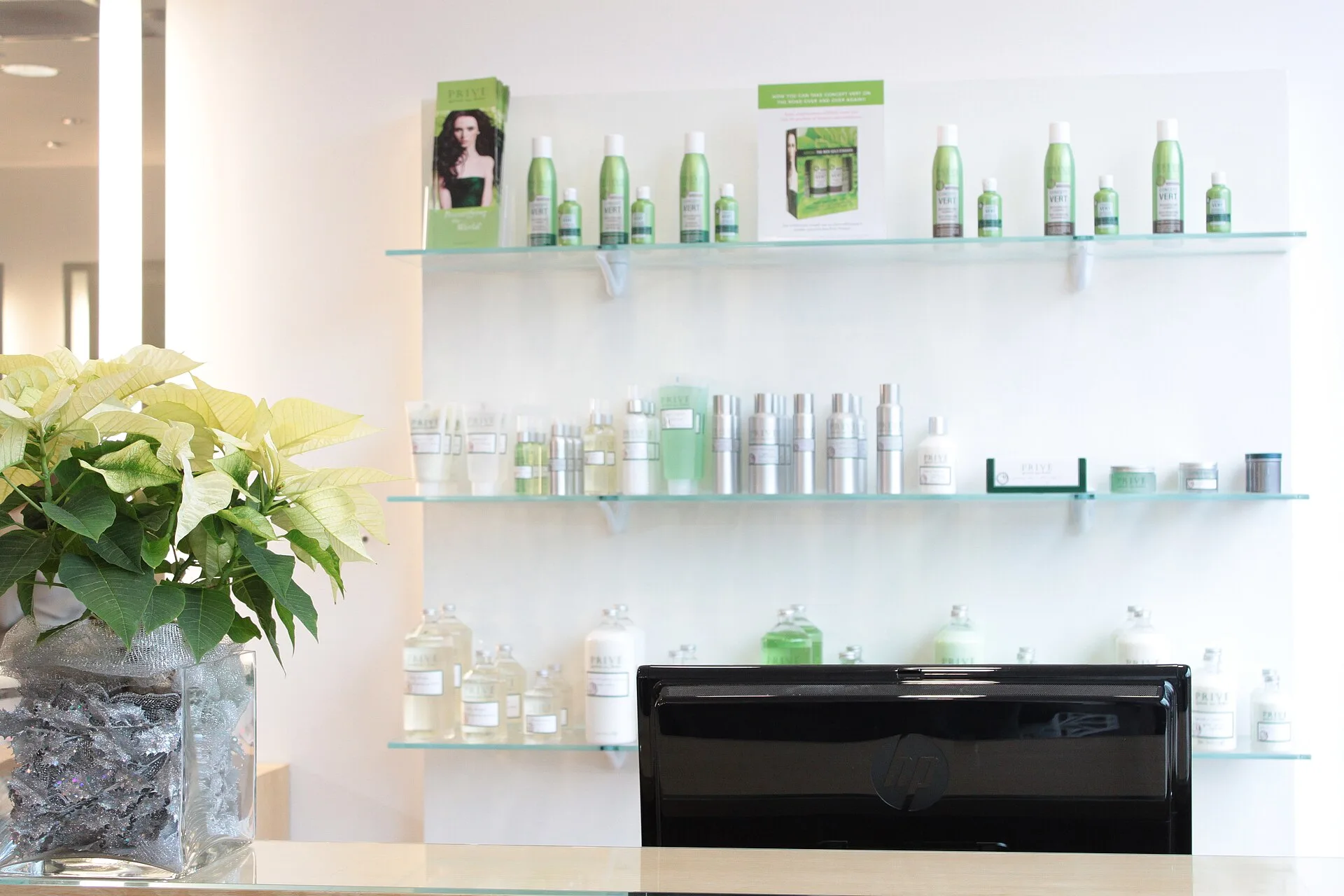 Prive Salon carries their own line of retail products and thinks of their business as retail driven. This product line is in over 600 locations worldwide. Photo by SLM Photography. Salon retail product sales tax in CA, TX, NY and FL
